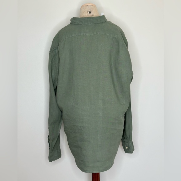 J. Crew Factory Linen Blend Long Sleeve Button Down Olive Size XXL - Picture 4 of 9